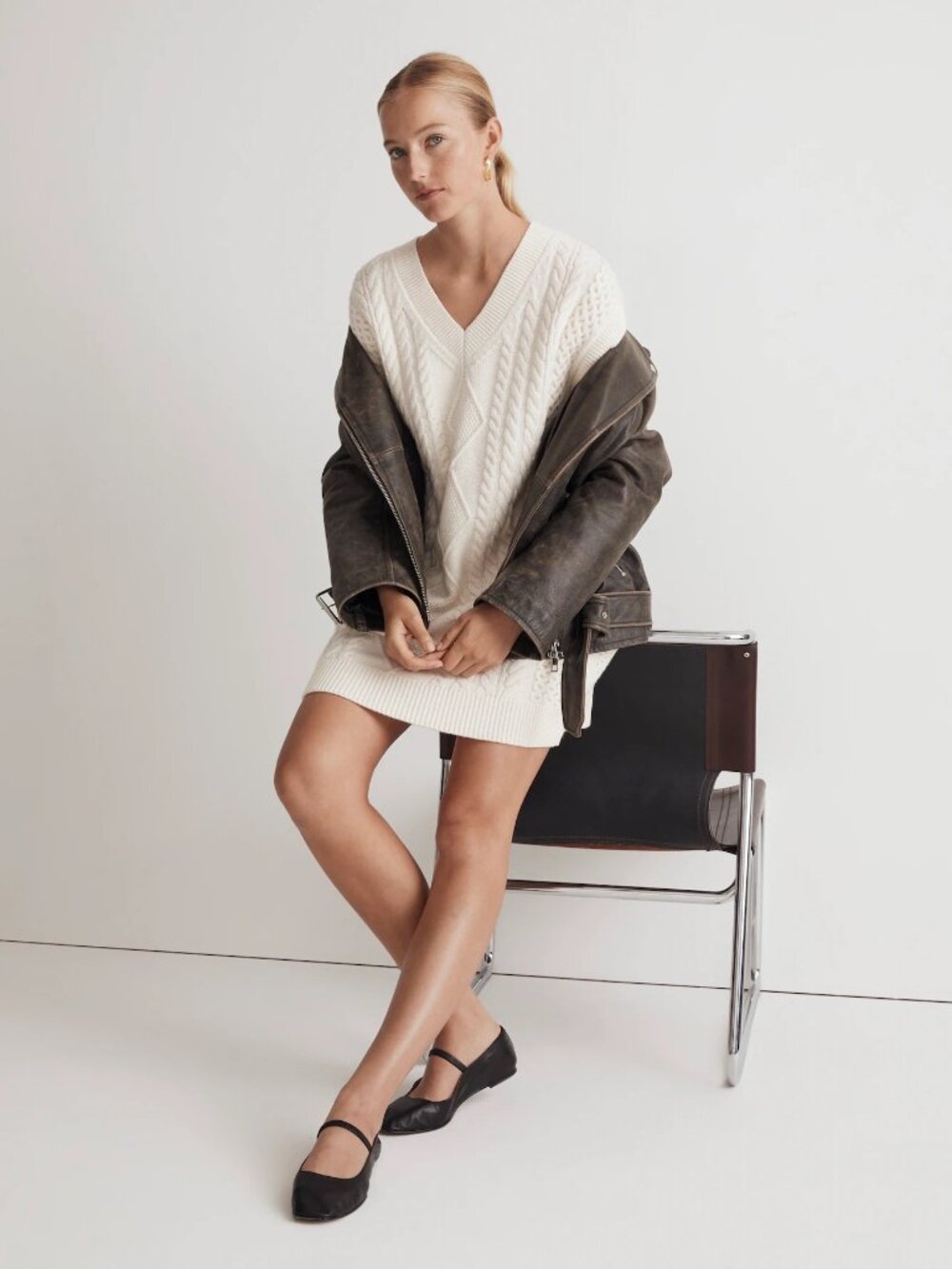 MADEWELL | Women's Cable-Knit Oversized Mini Sweater Dress